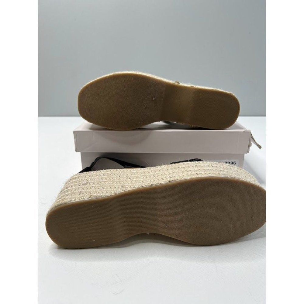 JUST FAB Sunny Daze Black‎ Ankle Strap Wedge 9.5 NEW - Picture 4 of 5